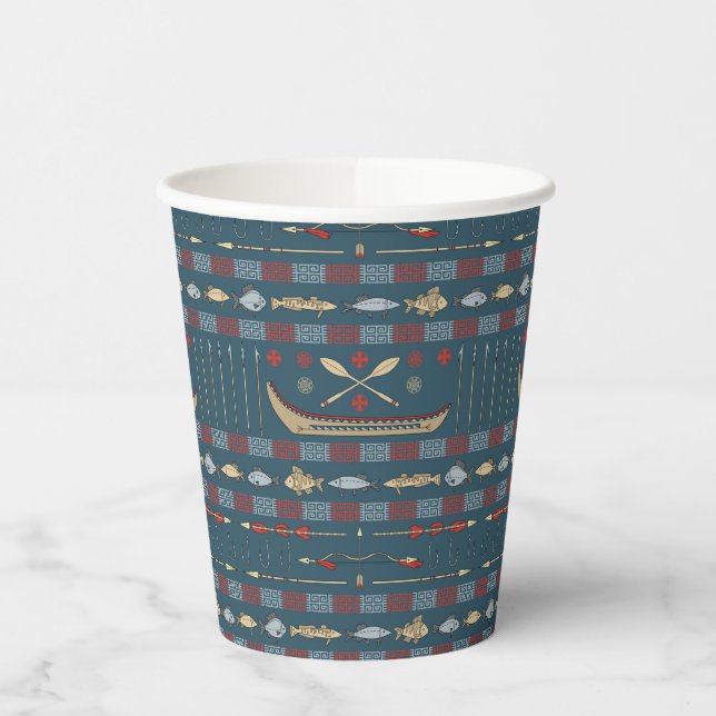Gobelets En Papier Motif de pêche ethnique (Gauche)