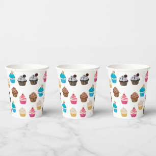 Gobelets En Papier Motif de petits gâteaux colorés