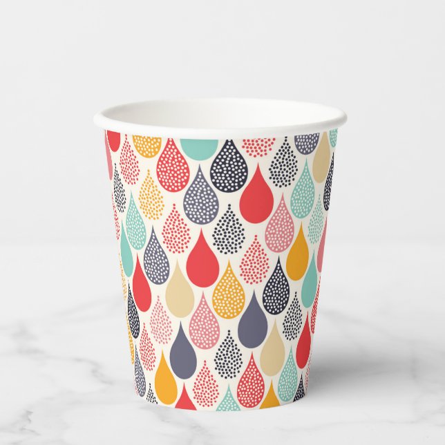 Gobelets En Papier Motif de point d'art pop Raindrop (Recto)