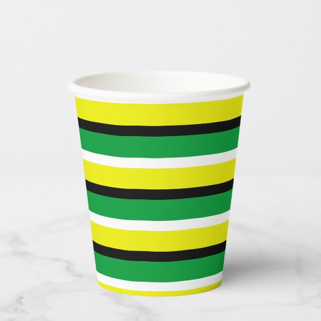 Gobelets En Papier Motif de rayures vert jaune (Recto)