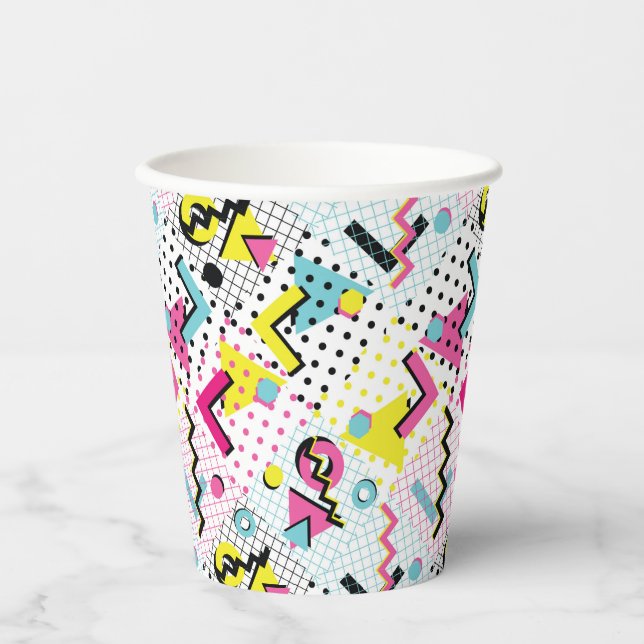 Gobelets En Papier Motif de style postmoderne Memphis (Recto)
