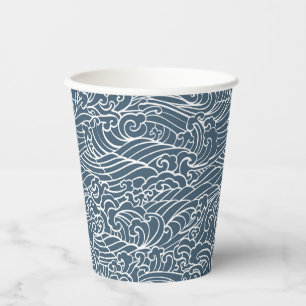 Gobelets En Papier Motif de style Wave japonais