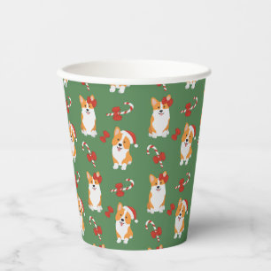 Gobelets En Papier Motif de Sucre de canne de Noël de Corgi