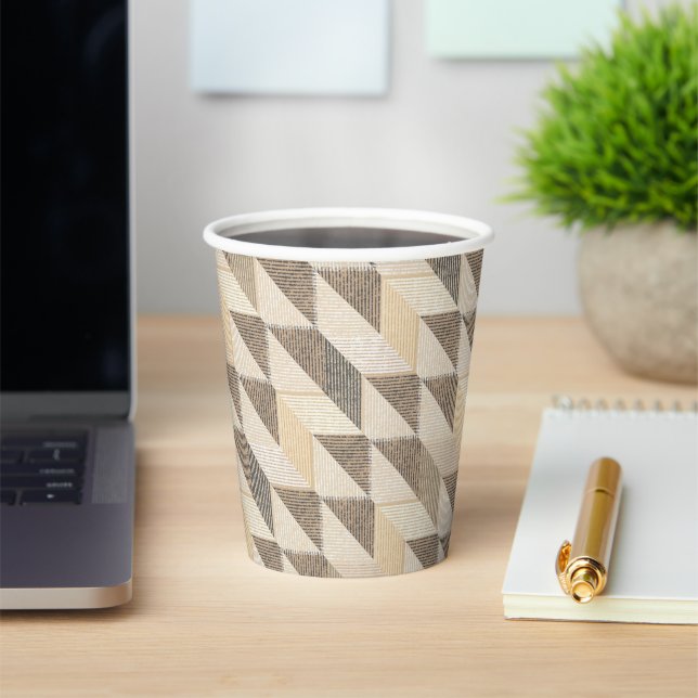 Gobelets En Papier Motif de texturé gris et beige. (Insitu)
