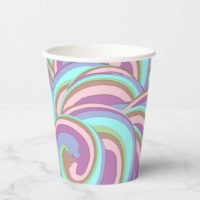 Gobelets En Papier Motif de tourbillons multicolores (Recto)