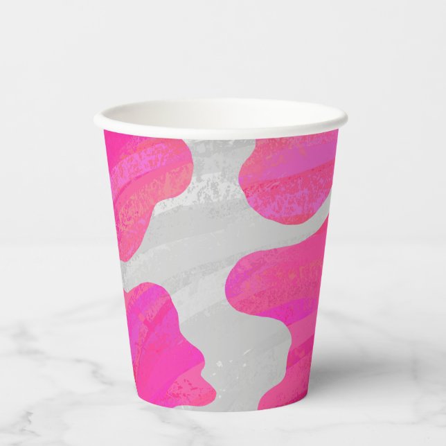 Gobelets En Papier Motif de vache rose et blanche (Recto)