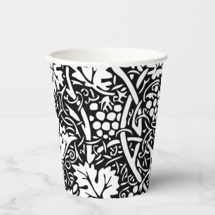 Gobelets En Papier Motif de vigne de raisin noir et blanc de William 