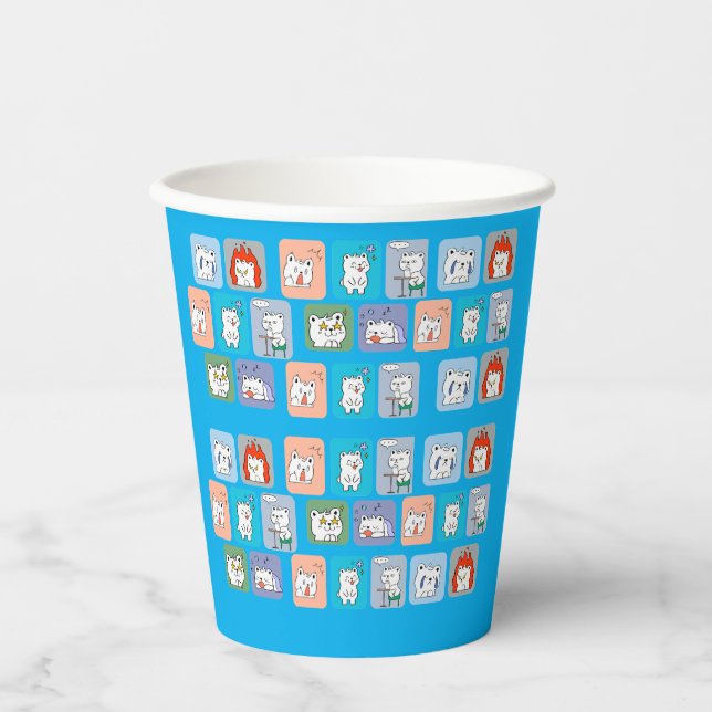 Gobelets En Papier motif de visages d'ours  (Recto)