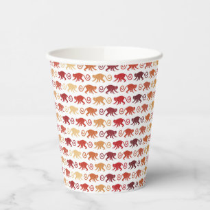 Gobelets En Papier Motif des singes rouges