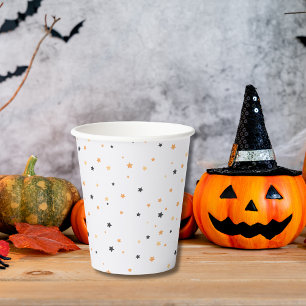 Gobelets En Papier Motif d'Halloween orange et noir