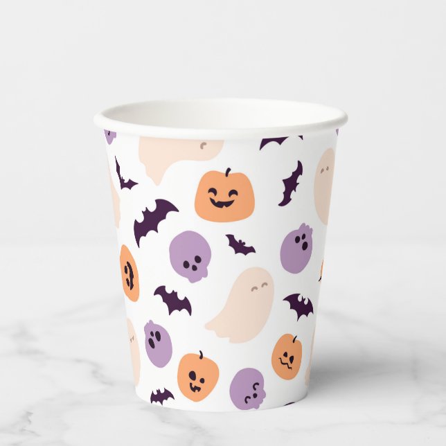 Gobelets En Papier Motif d'Halloween pour enfants amusants (Recto)