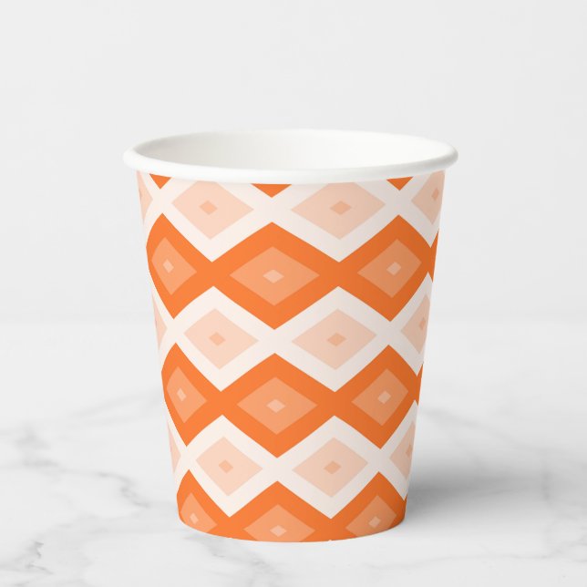 Gobelets En Papier Motif diamant orange (Recto)
