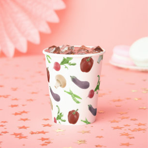 Gobelets En Papier Motif d'illustration végétale