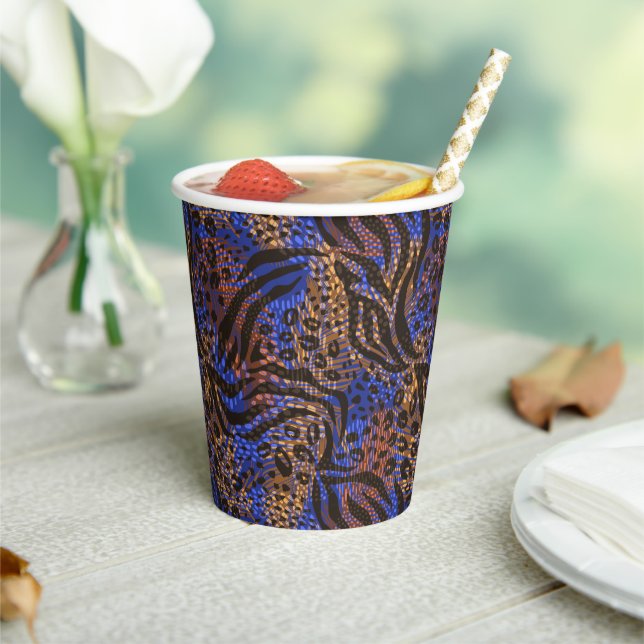 Gobelets En Papier Motif d'impression Leopard et Zebra (Insitu)