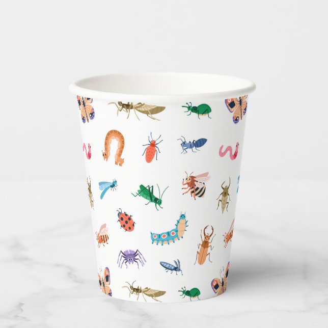 Gobelets En Papier Motif d'insectes coloré mignon (Recto)