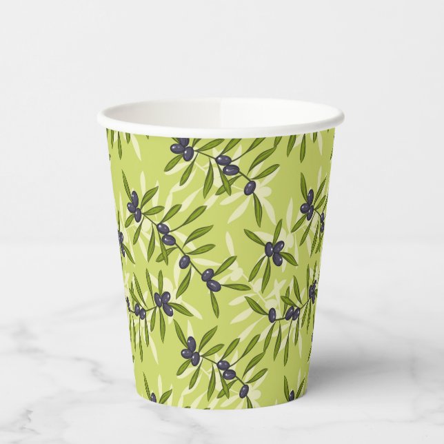 Gobelets En Papier Motif d'olive (Gauche)