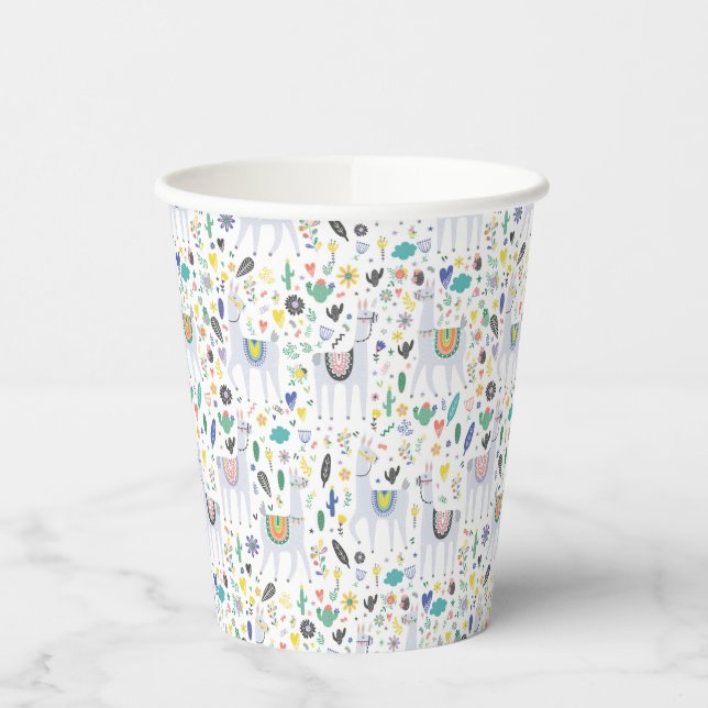 Gobelets En Papier Motif Doodle Alpaca (Gauche)
