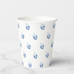 Gobelets En Papier Motif Dreidel bleu et blanc Hanoukka