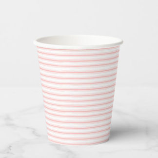 Gobelets En Papier Motif élégant à bandes horizontales rose et blanc