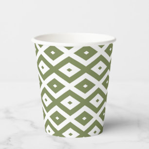 Gobelets En Papier Motif en diamant vert et blanc
