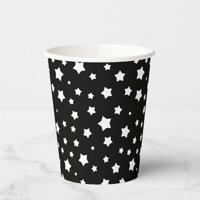 Gobelets En Papier Motif étoiles noir et blanc (Gauche)