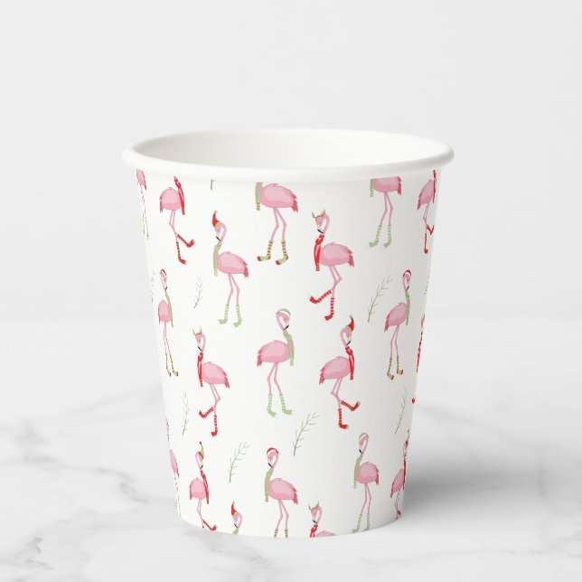 Gobelets En Papier Motif Flamingo rose pâle (Recto)