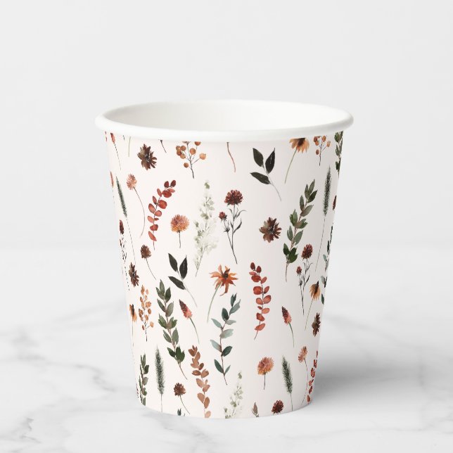Gobelets En Papier Motif Fleur sauvage de Earthy Fall (Recto)