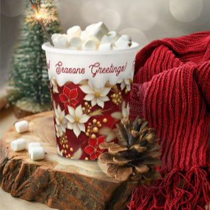 Gobelets En Papier Motif floral blanc rouge Noël #17 ID1009