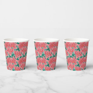 Gobelets En Papier Motif floral classique de Noël Poinsettia