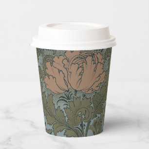 Gobelets En Papier Motif floral victorien antique terre cuite sauge