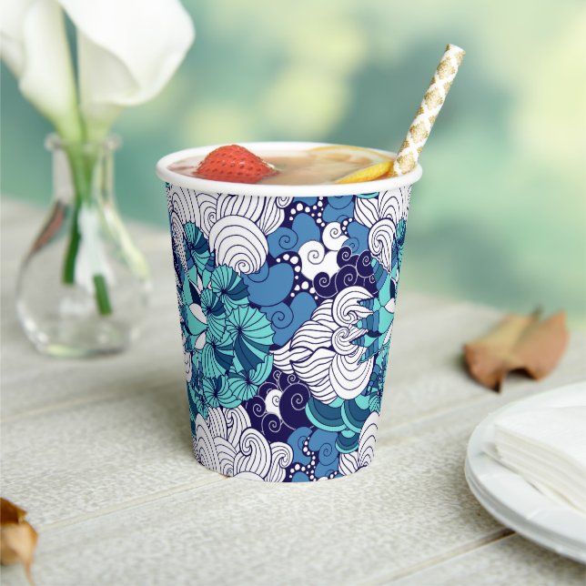 Gobelets En Papier Motif Funky Seashell (Insitu)