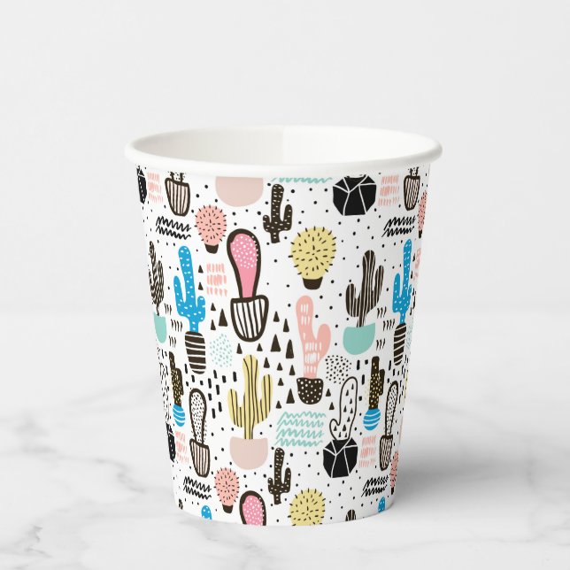 Gobelets En Papier Motif géométrique moderne Cactus (Gauche)