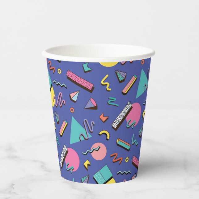 Gobelets En Papier Motif géométrique rétro (Recto)
