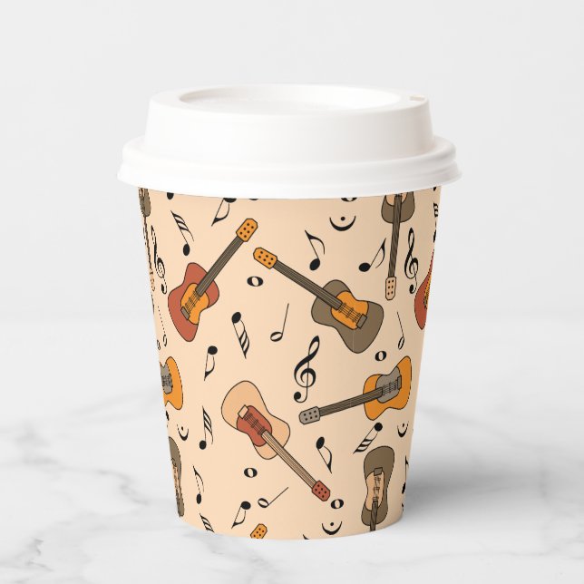 Gobelets En Papier Motif Guitare Music Notes (Recto)