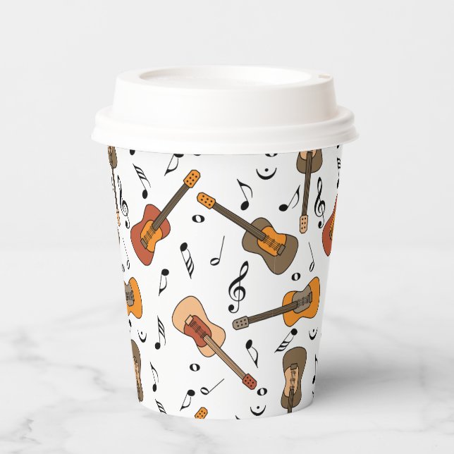 Gobelets En Papier Motif Guitare Music Notes (Recto)