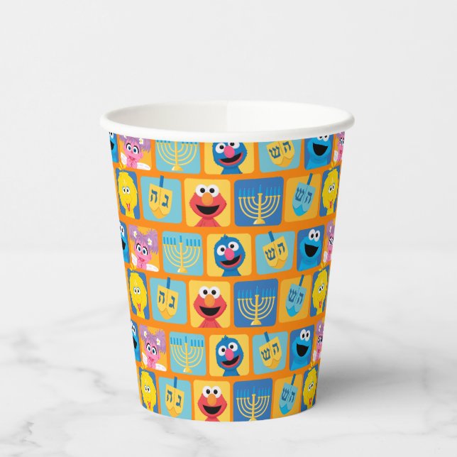 Gobelets En Papier Motif Hanoukka de Sesame Street (Gauche)