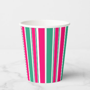 Gobelets En Papier Motif horizontal rayé rouge-vert
