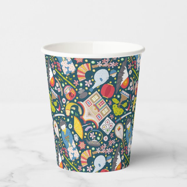 Gobelets En Papier Motif japonais sans joint (Gauche)