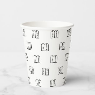 Gobelets En Papier Motif juif Torah noir et blanc Hanoukka