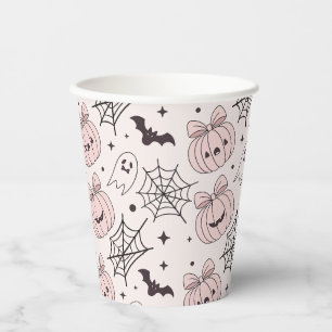 Gobelets En Papier Motif Kawaii Rose Effrayant Halloween