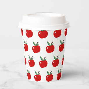 Gobelets En Papier Motif mou rouge pomme sur Arrière - plan blanc