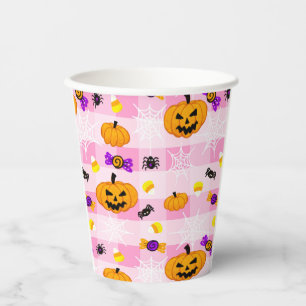 Gobelets En Papier Motif pastel Pink Halloween