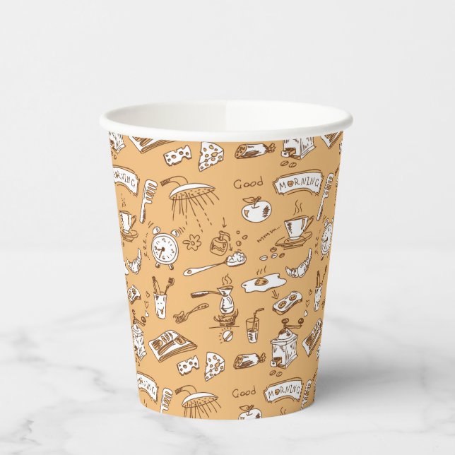Gobelets En Papier Motif petit-déjeuner 2 (Gauche)