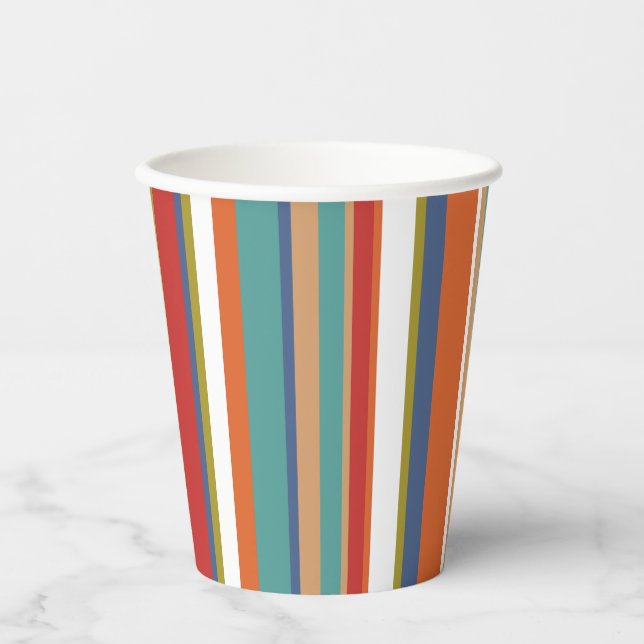 Gobelets En Papier Motif rayé multicolore  (Recto)