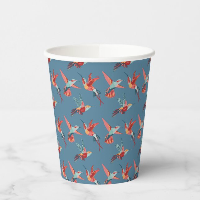 Gobelets En Papier Motif Retro Hummingbird (Gauche)