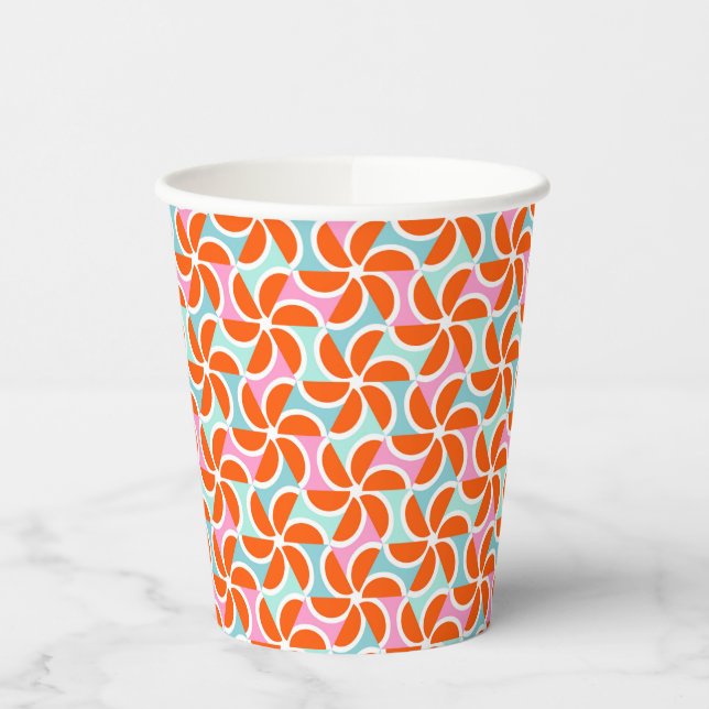 Gobelets En Papier Motif Retro Orange Wedge (Gauche)