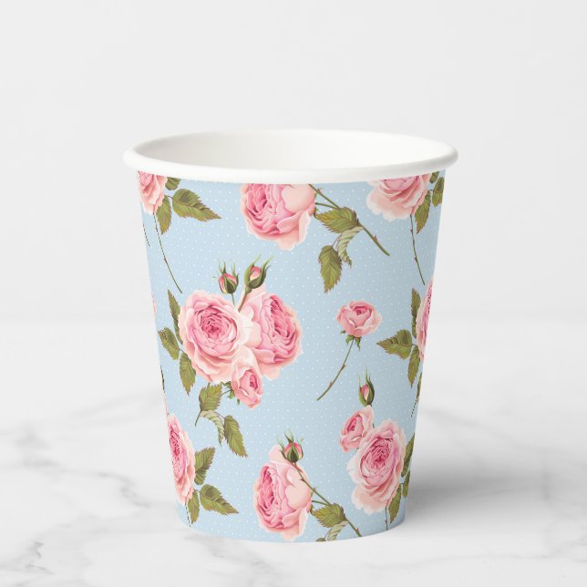 Gobelets En Papier Motif rose et Pois (Recto)