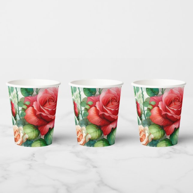 Gobelets En Papier Motif Rose Fantaisiste (Multi)