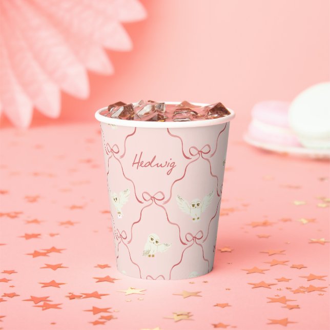 Gobelets En Papier Motif Ruban Rose Hedwig (Insitu)