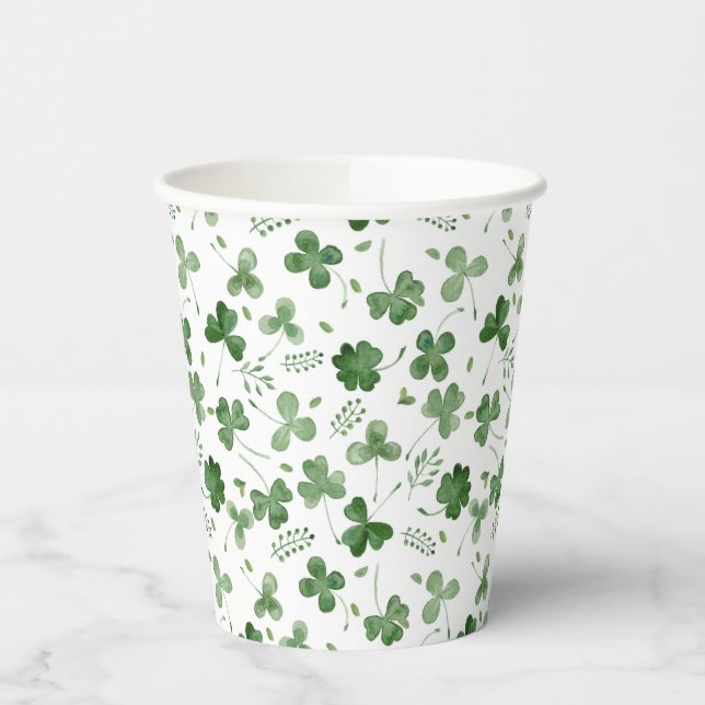 Gobelets En Papier Motif Shamrock Aquarelle douce (Gauche)